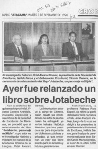 Ayer fue relanzado un libro sobre Jotabeche  [artículo].