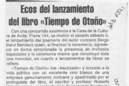 Ecos del lanzamiento del libro "Tiempo de otoño"  [artículo].