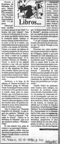 Grecia y Francisco de Miranda  [artículo] Fernando Quilodrán.