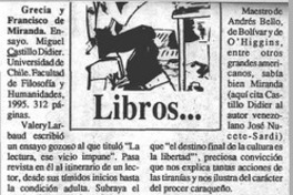 Grecia y Francisco de Miranda  [artículo] Fernando Quilodrán.