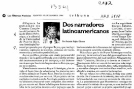 Dos narradores latinoamericanos  [artículo] Antonio Rojas Gómez.
