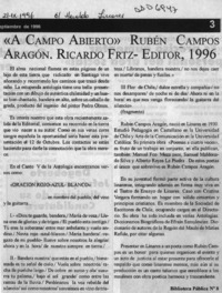 "A campo abierto" Rubén Campos Aragón  [artículo].