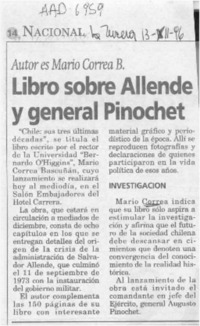 Libro sobre Allende y general Pinochet  [artículo].