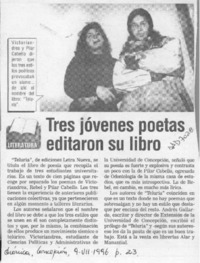 Tres jóvenes poetas editaron su libro  [artículo].