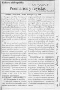 Poemarios y revistas  [artículo] Carlos René Ibacache I.