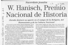 W. Hanisch, Premio Nacional de Historia  [artículo].