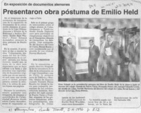Presentaron obra póstuma de Emilio Held  [artículo].