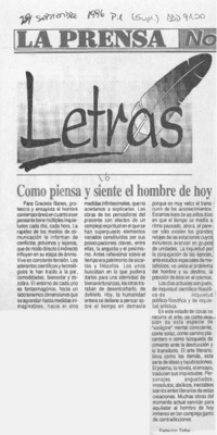 Como piensa y siente el hombre de hoy  [artículo] Federico Tatter.