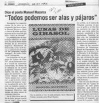 "Todos podemos ser alas y pájaros"  [artículo].