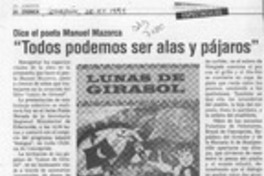 "Todos podemos ser alas y pájaros"  [artículo].
