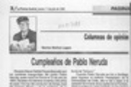 Cumpleaños de Pablo Neruda  [artículo] Marino Muñoz Lagos.
