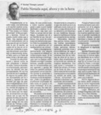 Pablo Neruda aquí, ahora y en la hora