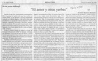 "El amor y otras yerbas"  [artículo] Pedro Mardones Barrientos.