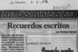 Recuerdos escritos  [artículo] O.R.M.