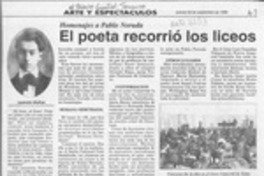 El poeta recorrió los liceos  [artículo] Leandro muñoz.