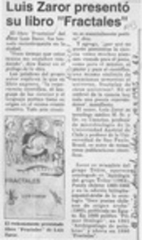 Luis Zaror presentó su libro "Fractales"  [artículo].