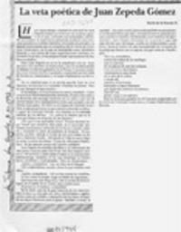 La veta poética de Juan Zepeda Gómez  [artículo] Darío de la Fuente D.