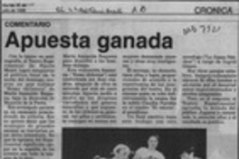 Apuesta ganada  [artículo].
