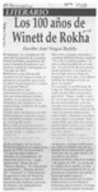 Los 100 años de Winett de Rokha  [artículo] José Vargas Badilla.