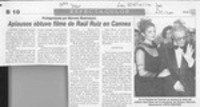 Aplausos obtuvo filme de Raúl Ruiz en Cannes  [artículo].