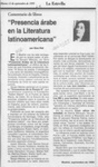 "Presencia árabe en la literatura latinoamericana"  [artículo] Sara Vial.