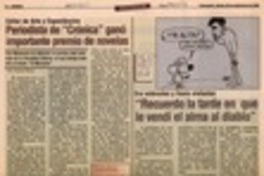 Periodista de "Crónica" ganó importante premio de novelas