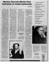 Mariano Saavedra Martin, para humanizar un mundo equivocado