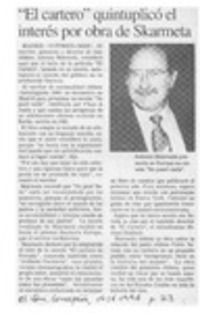 "El Cartero" quintuplicó el interés por obra de Skármeta  [artículo].