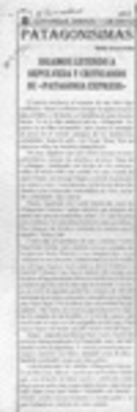 Sigamos leyendo a Sepúlveda y criticando su "Patagonia express"