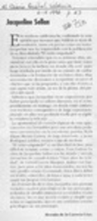 Jacquline Sellan  [artículo] Hernán de la Carrera Cruz.