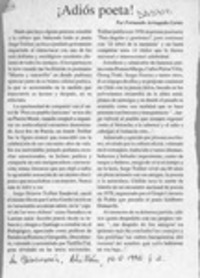 Adiós poeta!  [artículo] Fernando Arriagada Cortés.