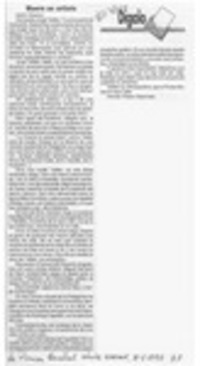 Muere un artista  [artículo] Hernán Pisano Skarmeta