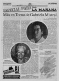 Más en torno de Gabriela Mistral  [artículo] Hugo Montes Brunet.