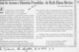 Misal de arenas e historias prendidas de Ruth Eliana Merino  [artículo] José Flores Leiva.