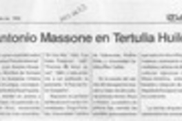 Juan Antonio Massone en tertulia Huilquilemu  [artículo].