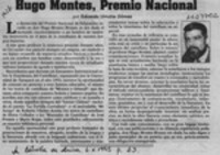 Hugo Montes, Premio Nacional  [artículo] Eduardo Urrutia Gómez.