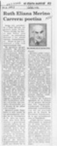 Ruth Eliana Merino Carrera,: poetisa  [artículo] Hernán de la Carrera Cruz.
