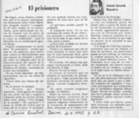 El prisionero  [artículo] Antonio Quezada Monsalves.