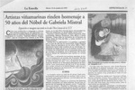 Artistas viñamarinas rinden homenaje a 50 años del Nobel de Gabriela Mistral  [artículo].