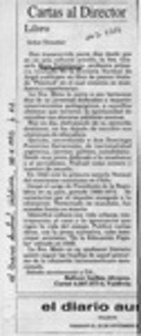 Cartas al director  [artículo] Beliver Imilán Alvarez.