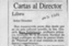 Cartas al director  [artículo] Beliver Imilán Alvarez.