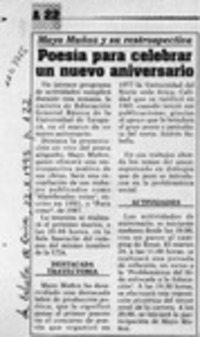Poesía para celebrar un nuevo aniversario  [artículo].