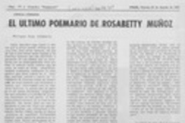 El último poemario de Rosabetty Muñoz
