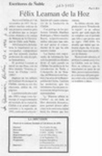 Félix Leaman de la Hoz  [artículo] C. R. I.