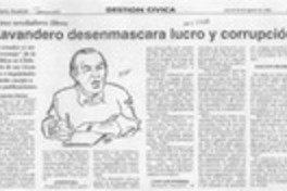Lavandero desenmascara lucro y corrupción  [artículo] Leandro Muñoz.