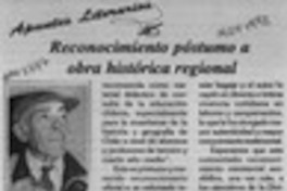 Reconocimiento póstumo a obra histórica regional  [artículo] Oriel Alvarez Gómez.