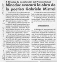 Mineduc evocará la obra de la poetisa Gabriela Mistral  [artículo].