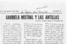 Gabriela Mistral y las Antillas  [artículo] Darío de la Fuente D.