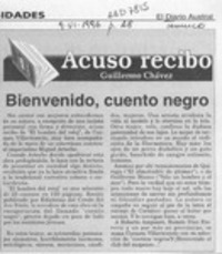 Bienvenido, cuento negro  [artículo] Guillermo Chávez.