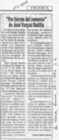 "Por tierras del romance" de José Vargas Badilla